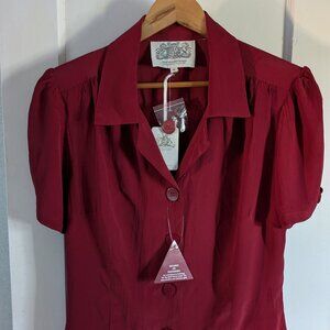 Seamstress of Bloomsbury Grace Blouse Wine NWT